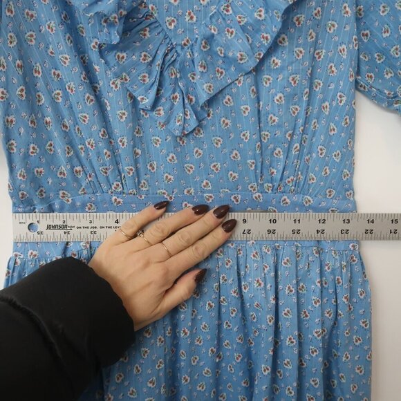 LoveShackFancy Floral Peasant Midi Dress Blue Short Sleeve Size 2 - Picture 8 of 8